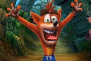 crash bandicoot making a silly face