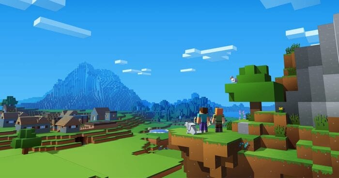 Minecraft characters look at the sky 