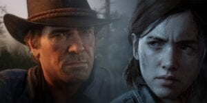 Arthur Morgan next to Ellie from The Last of Us