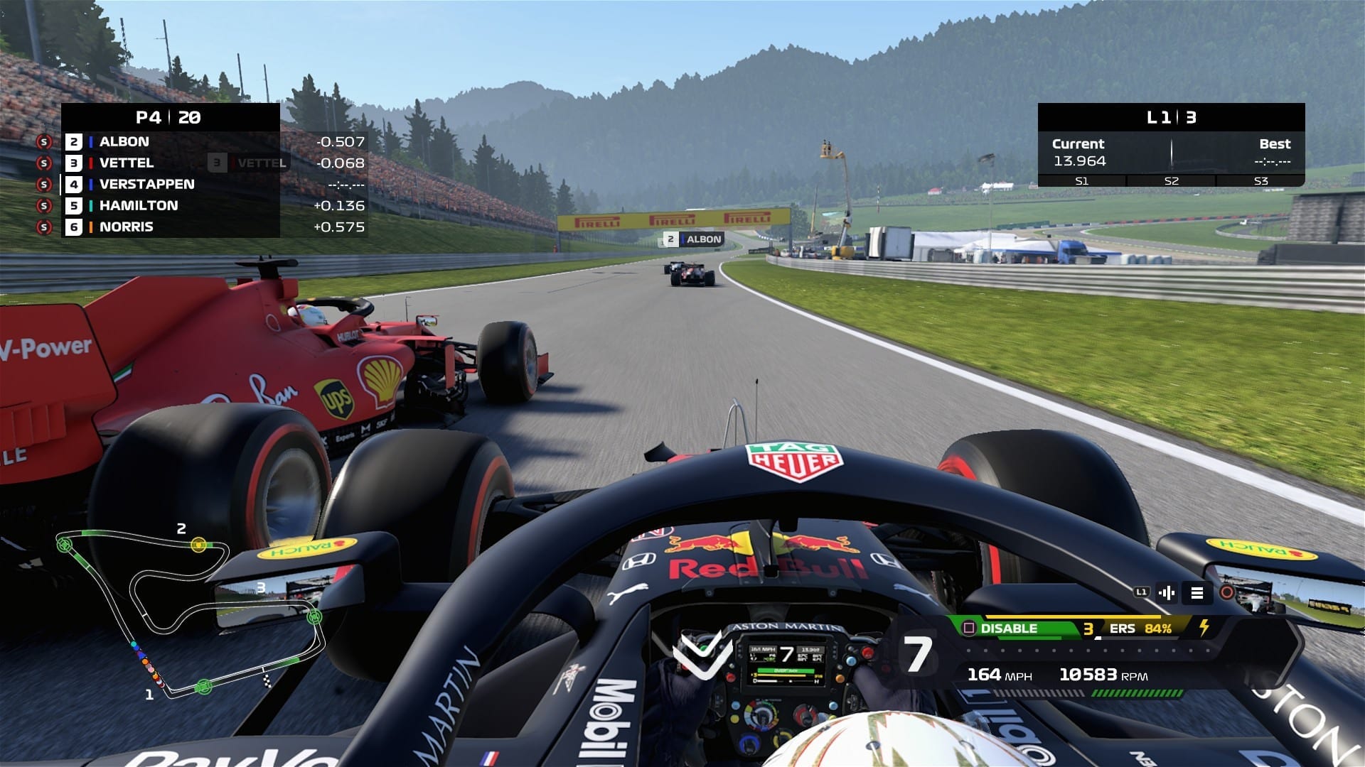 Driving on a track in F1 2020