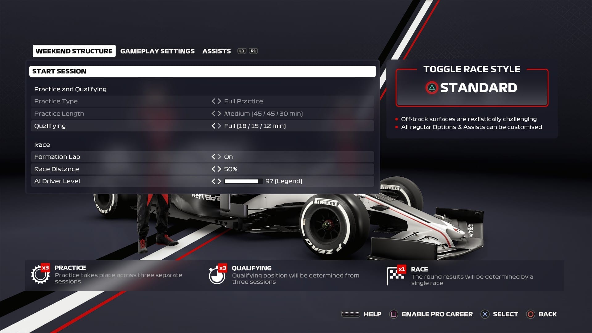 Start Screen of race