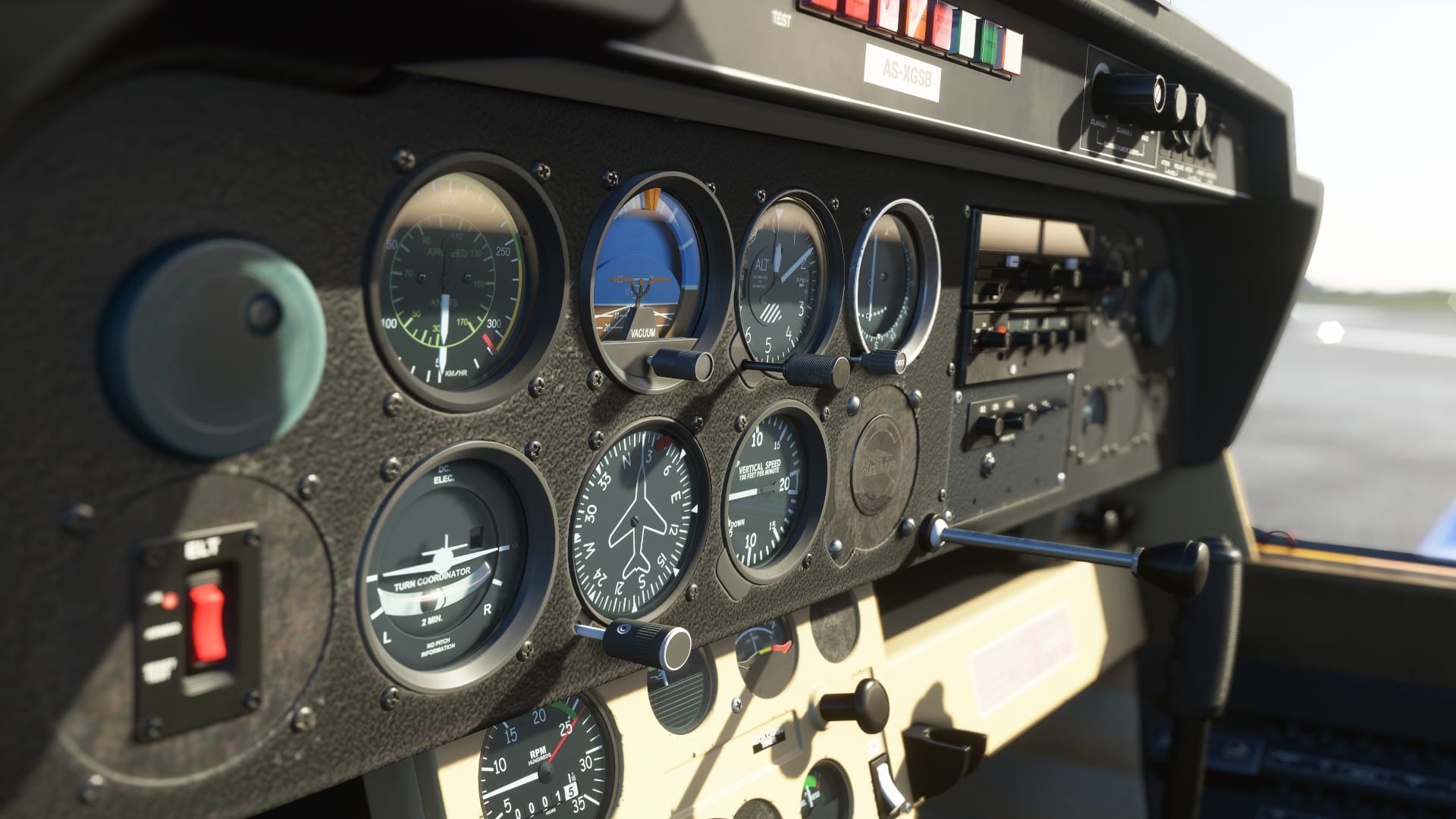 Dashboard of a plane in Flight Simulator
