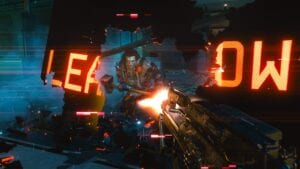 A Cyberpunk boss wielding a weapon