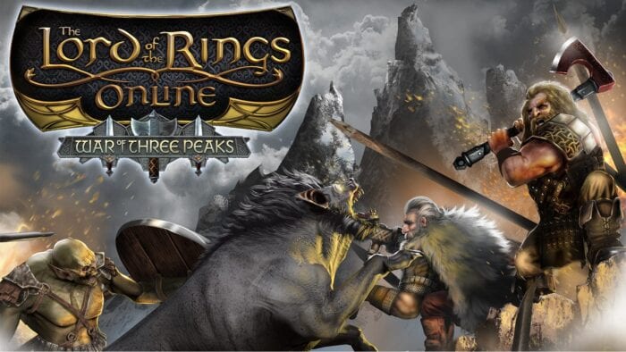 Key art for Lord of the Rings Online featuring a dwarf in battle