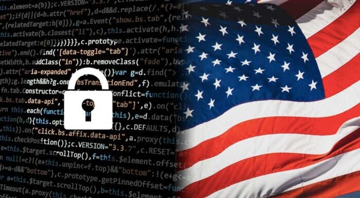lock symbol US flag