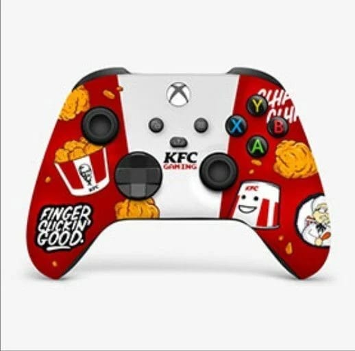 KFC's custom controller with pictures of chicken on it