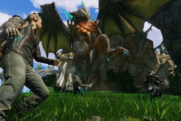 Screenshot of battle in scalebound