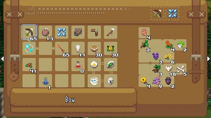 Inventory in Ocean's Heart game