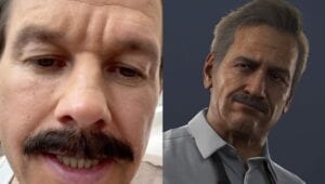 Images of Mark Wahlberg and Sully from Uncharted
