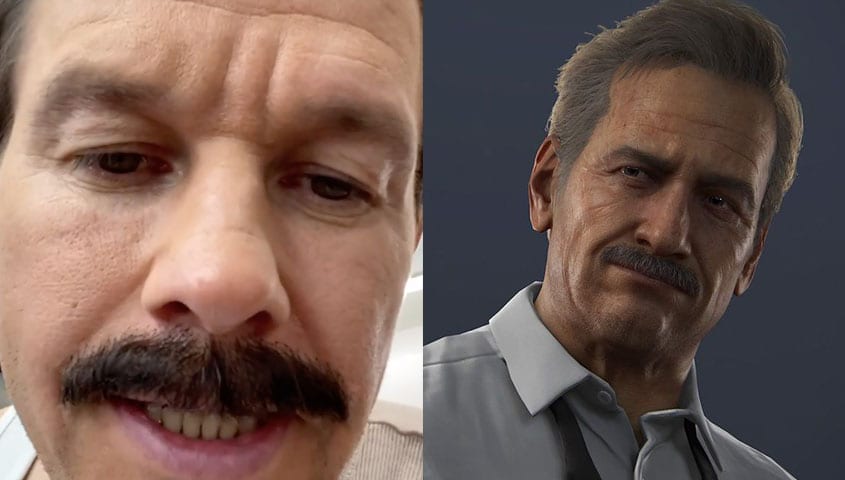 Images of Mark Wahlberg and Sully from Uncharted