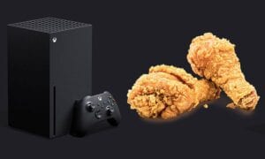 Xbox Series X next to fried chicken
