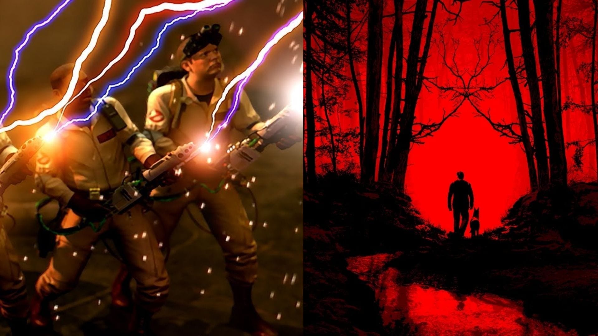 Split screen of ghostbusters and Blair Witch