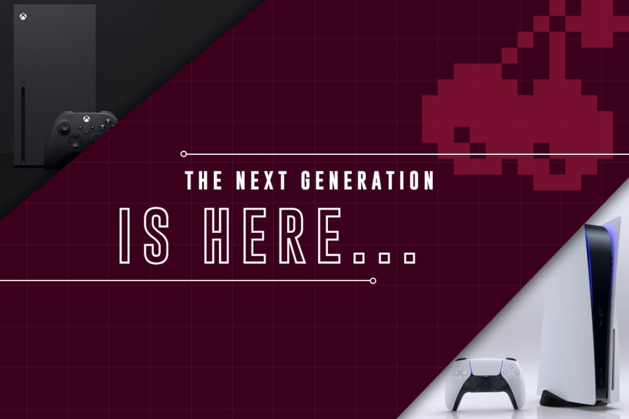 The GameByte Shop promo image saying that the next generation is here. A PS5 and Xbox Series X are also shown