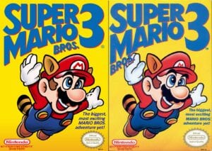 side by side: rare super mario 3 cover next to original