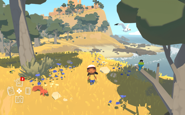 Alba walking through the island