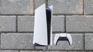 PS5 console on a brick background 16-year-old reseller