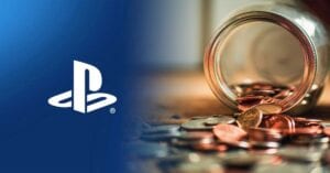 image of playstation logo next to jar of pennies