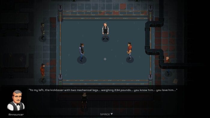 Characters in a wrestling ring