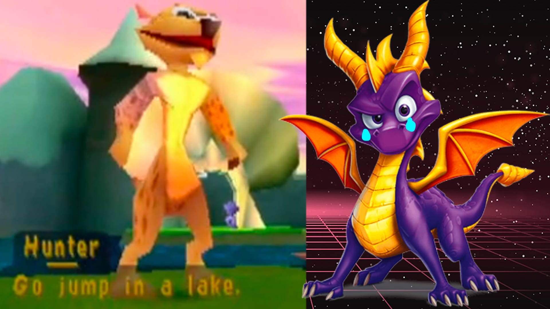 Spyro crying because Hunter told him to jump in a lake
