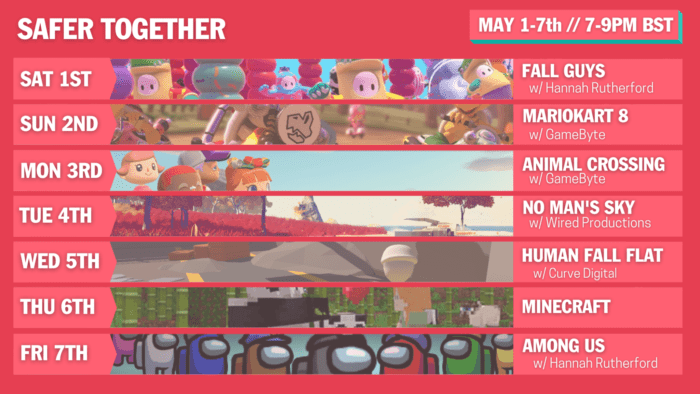 The schedule for the Safer Together streaming week