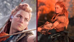 Horizon Forbidden West on the left. Horizon Zero Dawn on the right.
